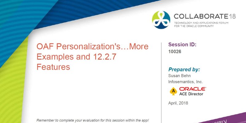 OAF Personalization's… More Examples and 12.2.7 Features - 2018