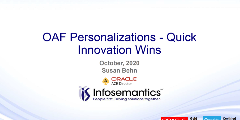 OAF Personalizations - Quick Innovation Wins